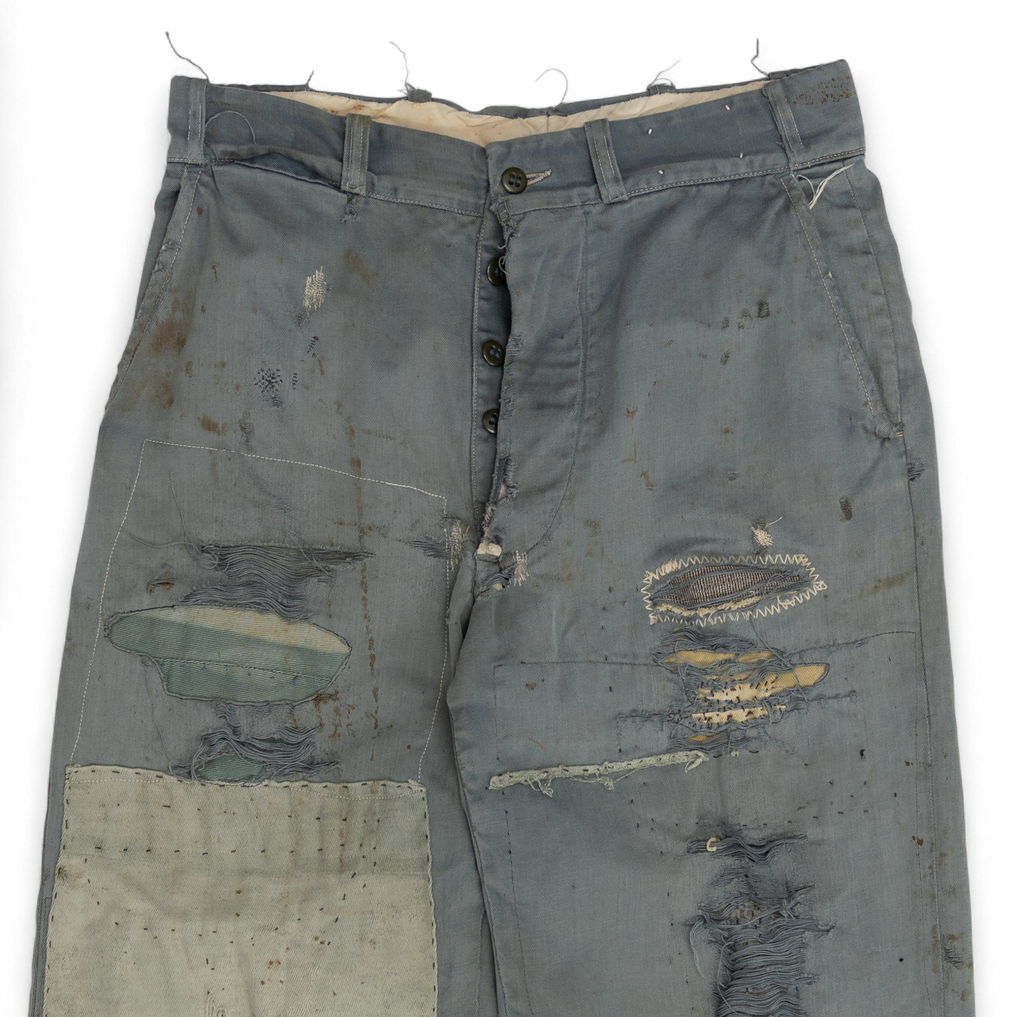 THRASHED/REPAIRED PENNEYS ARMY CLOTH CHINOS - 1950'S