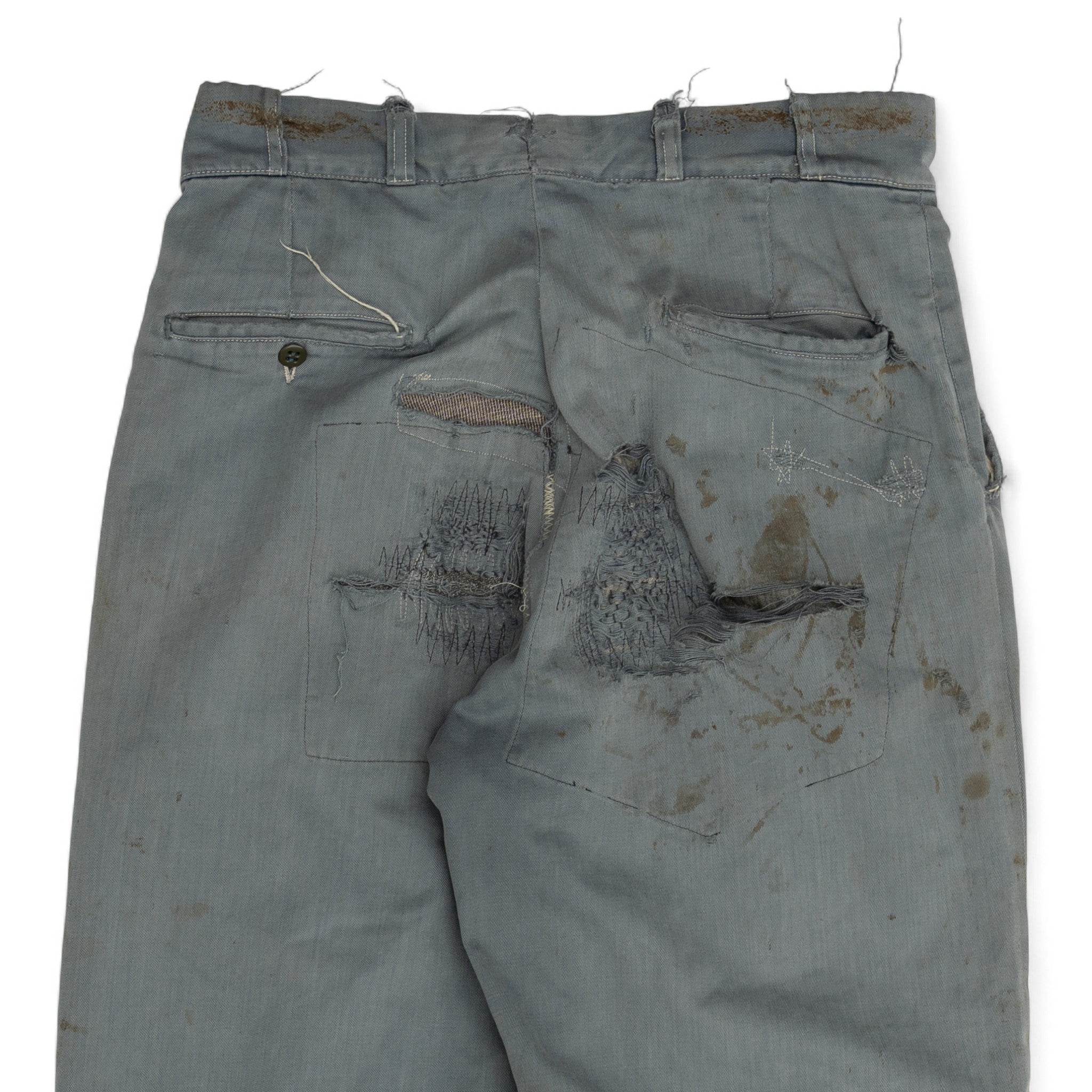 THRASHED/REPAIRED PENNEYS ARMY CLOTH CHINOS - 1950'S