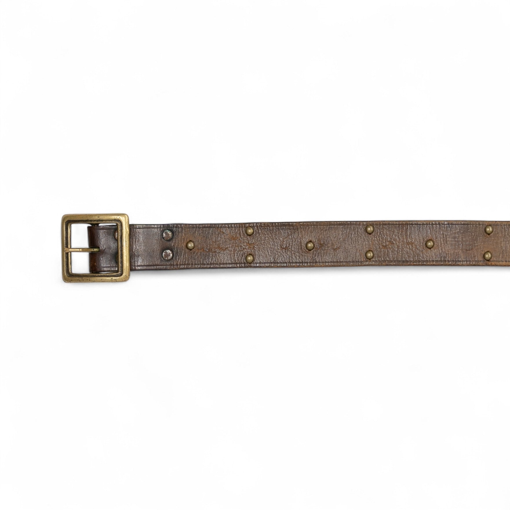 LEATHER STUDDED BELT W/ BRASS BUCKLE - 1950/60'S