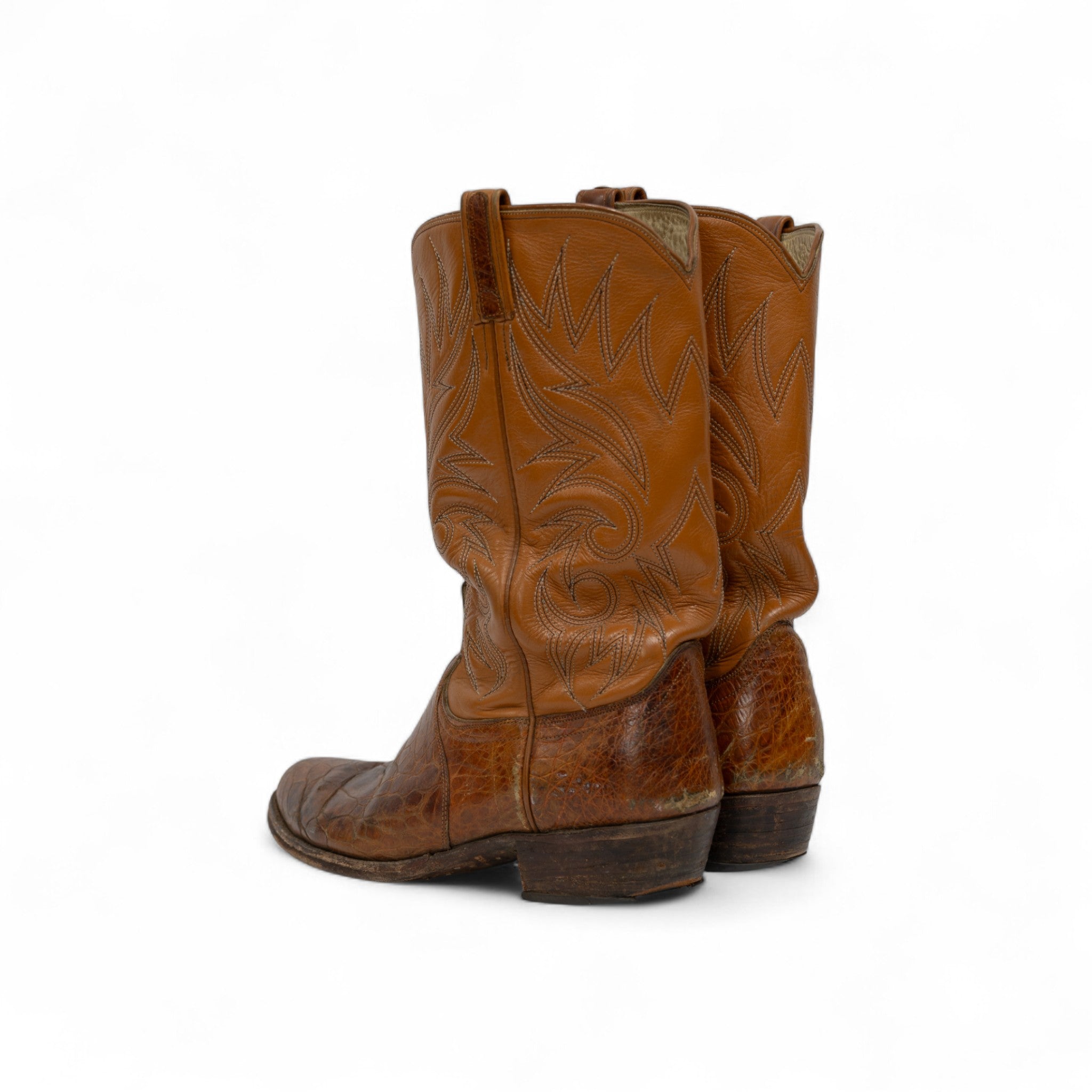 SNAKE SKIN BROWN COWBOY BOOTS - 1980'S