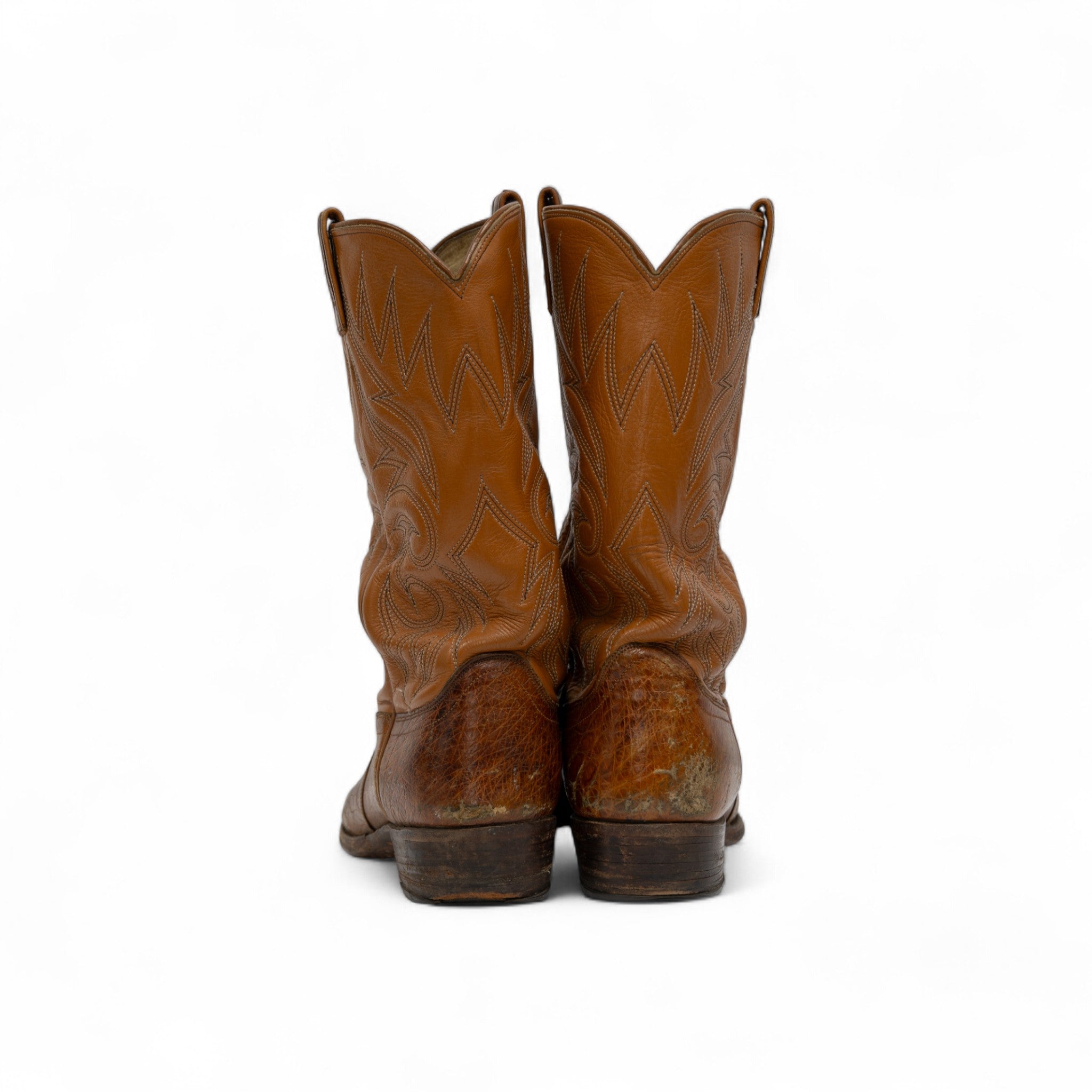 SNAKE SKIN BROWN COWBOY BOOTS - 1980'S