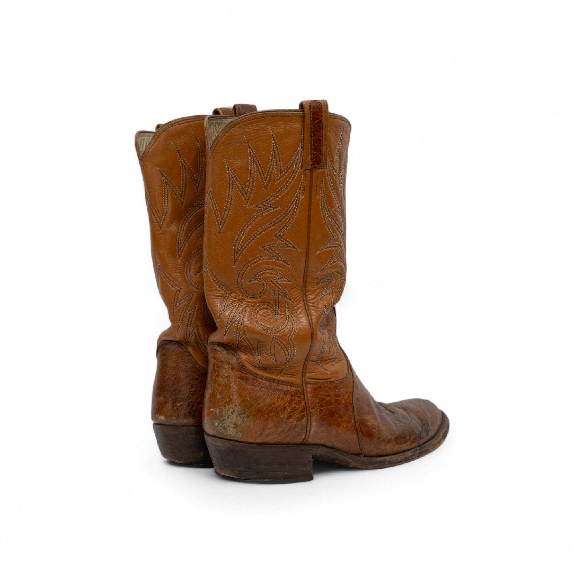 SNAKE SKIN BROWN COWBOY BOOTS - 1980'S