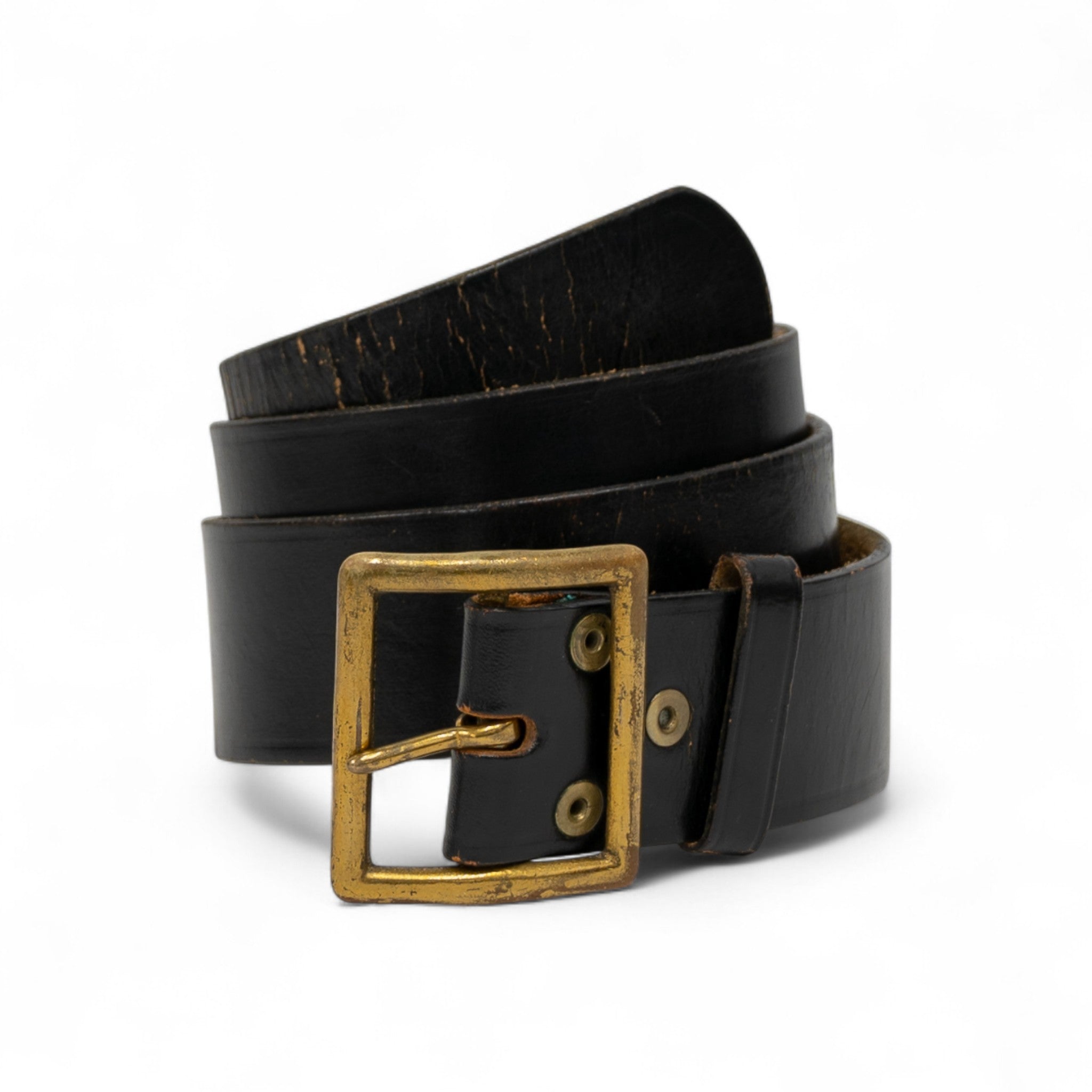 VINTAGE LEATHER BELT W/ BRASS BUCKLE - 1950'S