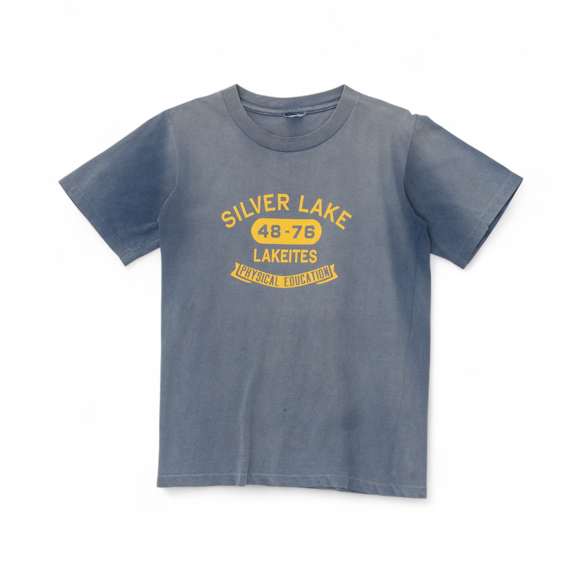SUN FADED 'SILVER LAKE PHYSICAL EDUCATION' TEE - 1980'S