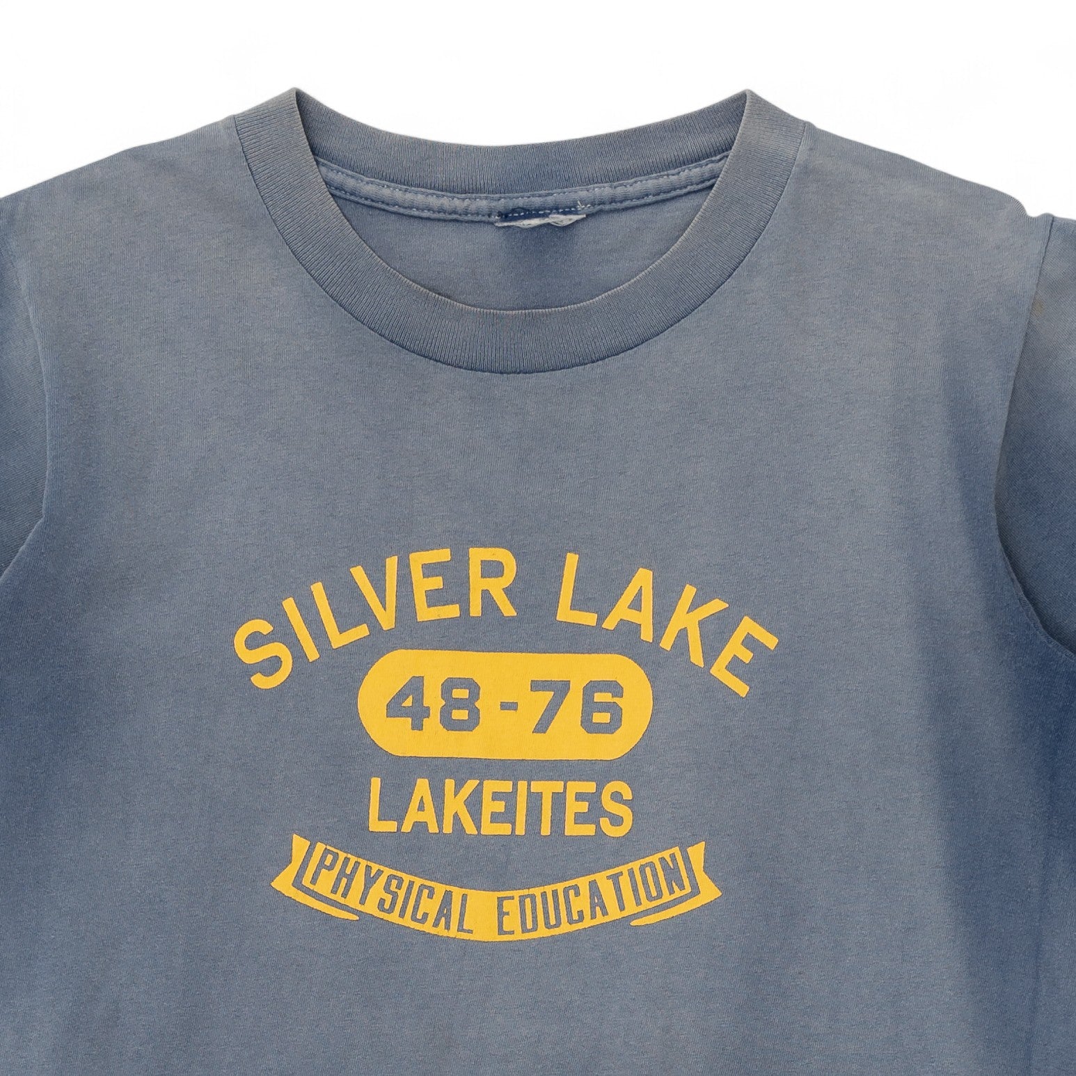 SUN FADED 'SILVER LAKE PHYSICAL EDUCATION' TEE - 1980'S