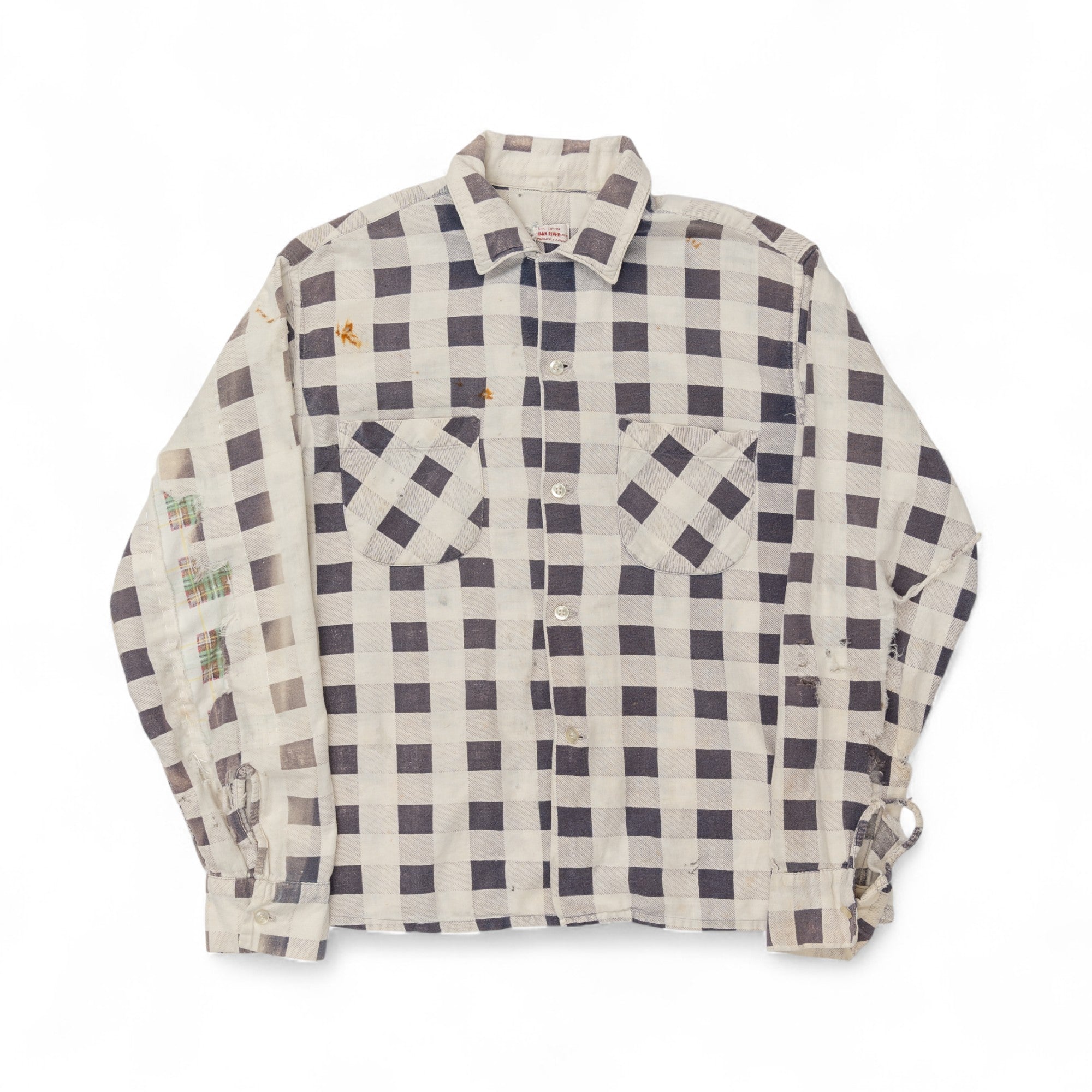 FADED/THRASHED/REPAIRED LOOP COLLAR FLANNEL - 1950/60'S