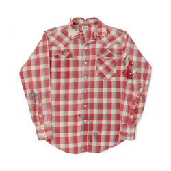 THRASHED/REPAIRED WRANGLER SNAP BUTTON FLANNEL - 1970'S