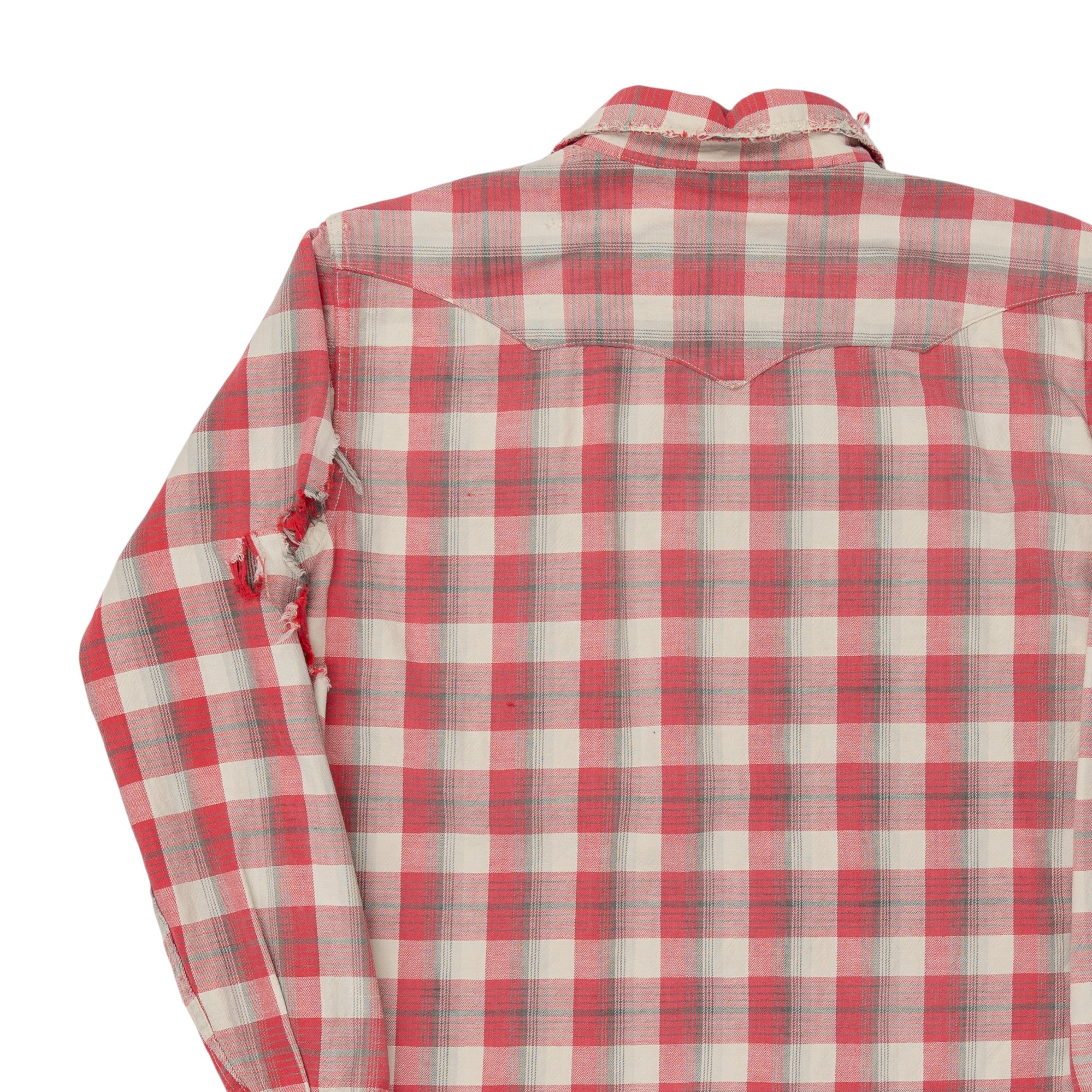 THRASHED/REPAIRED WRANGLER SNAP BUTTON FLANNEL - 1970'S