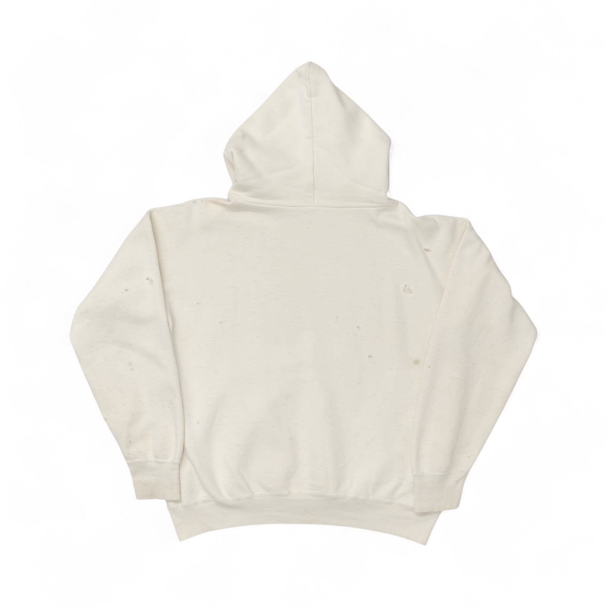 DISTRESSED WHITE COTTON SINGLE FACE HOODIE - 1960'S