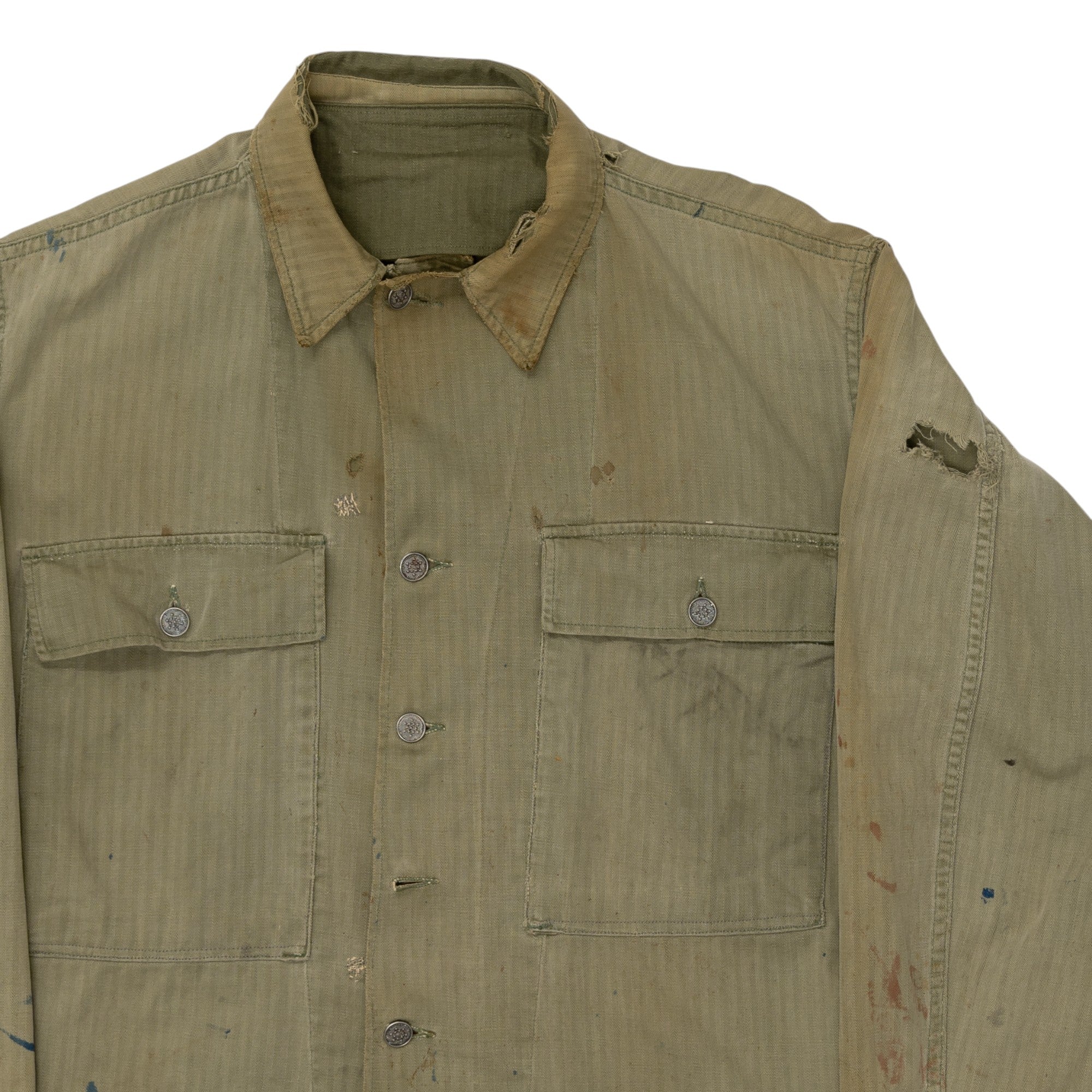 DISTRESSED 13 STAR HBT MILITARY JACKET - 1940/50'S