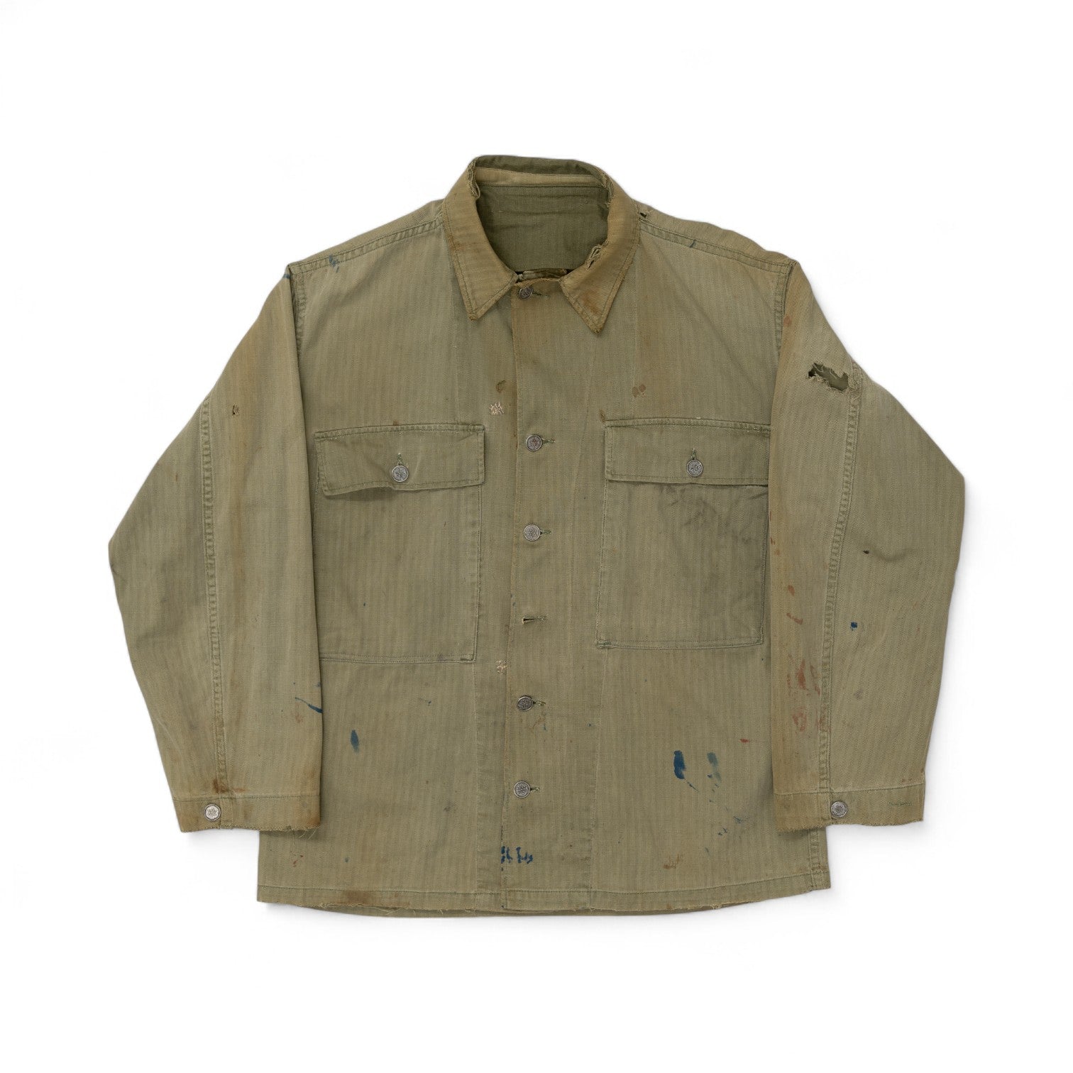 DISTRESSED 13 STAR HBT MILITARY JACKET - 1940/50'S