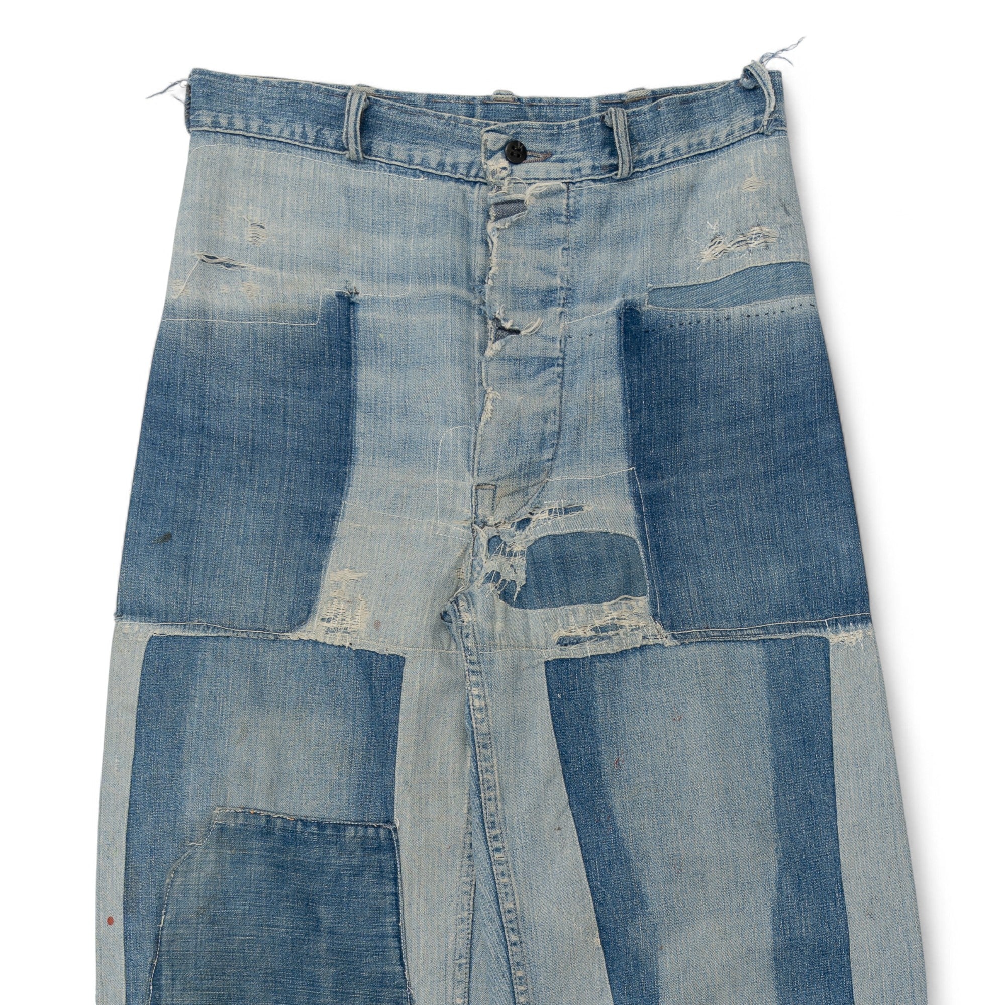 HEAVILY REPAIRED FIRST PATTERN USN DUNGAREES - 1940/50'S
