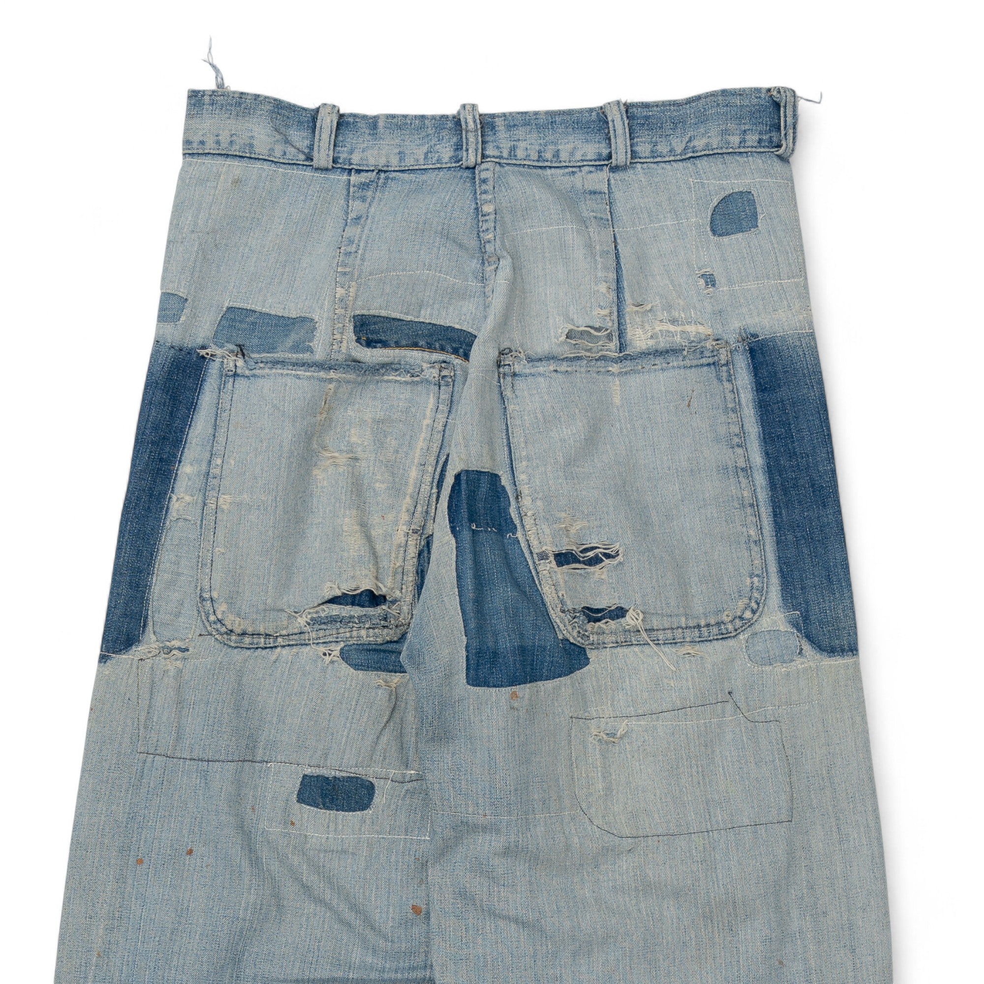 HEAVILY REPAIRED FIRST PATTERN USN DUNGAREES - 1940/50'S