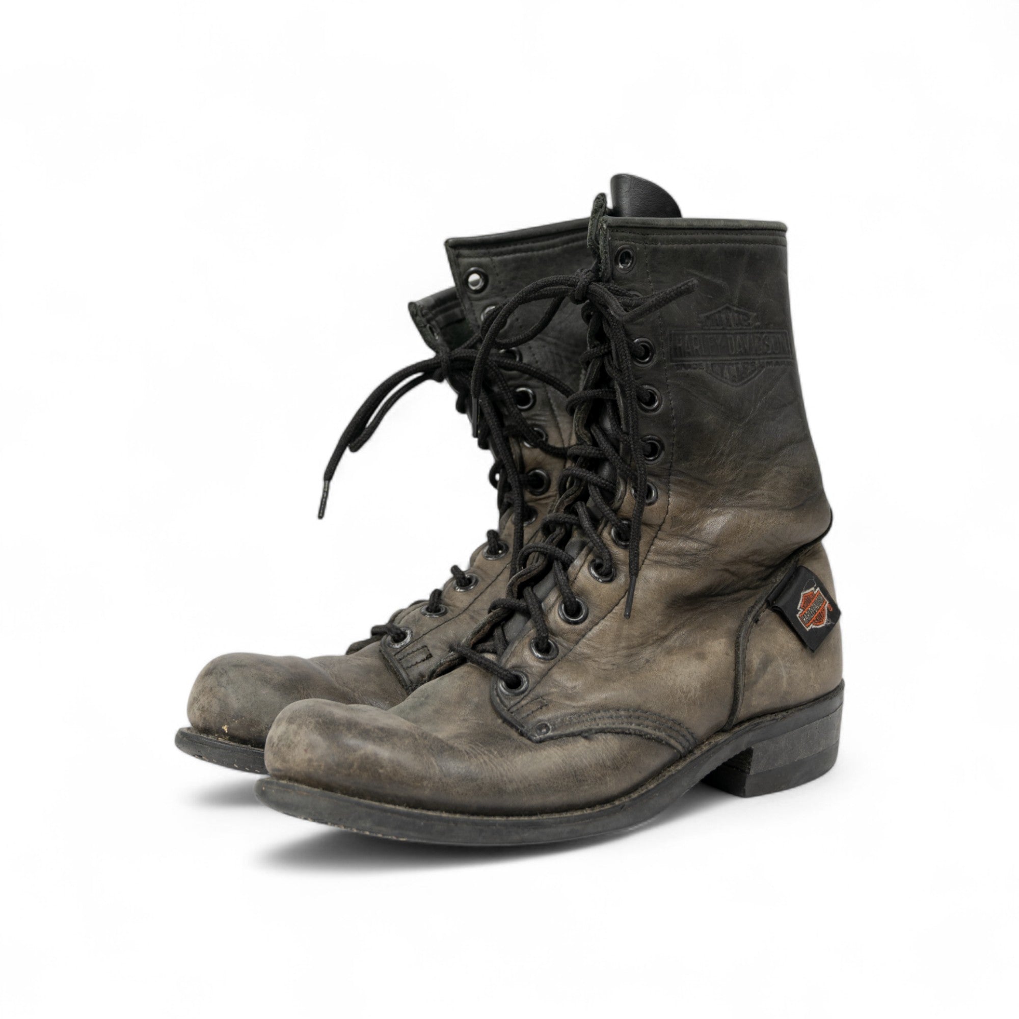 DISTRESSED HARLEY DAVIDSON COMBAT BOOTS - 1980/90'S