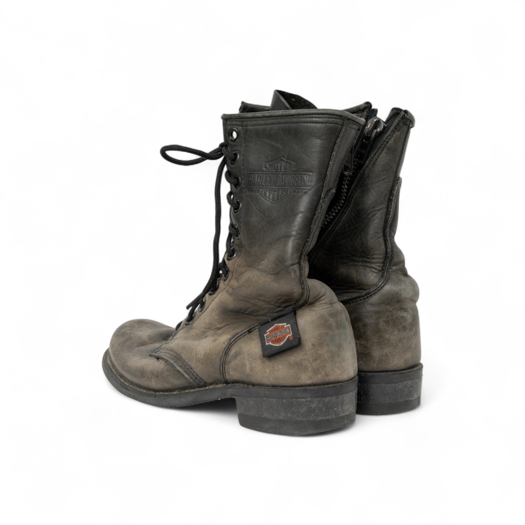 DISTRESSED HARLEY DAVIDSON COMBAT BOOTS - 1980/90'S