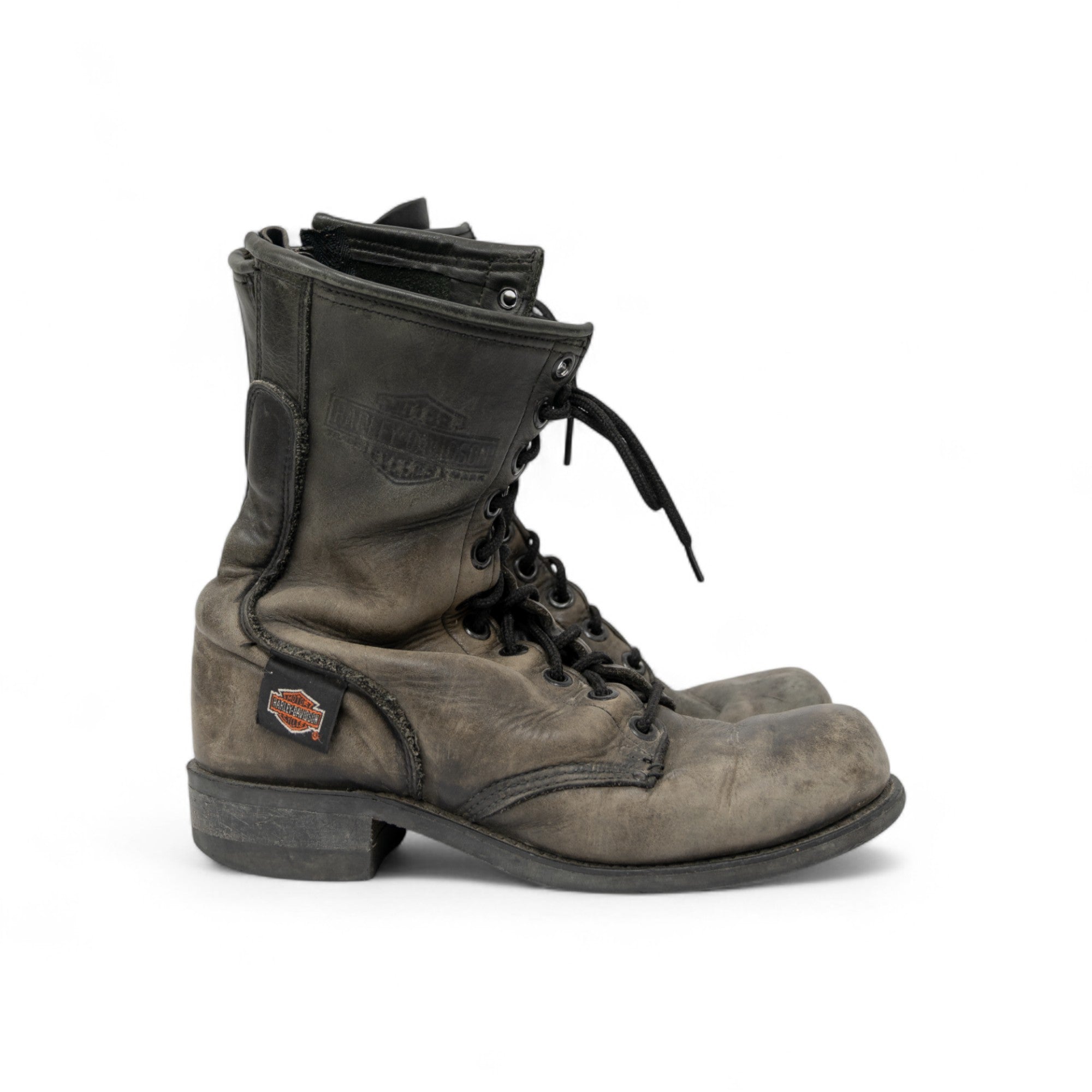 DISTRESSED HARLEY DAVIDSON COMBAT BOOTS - 1980/90'S