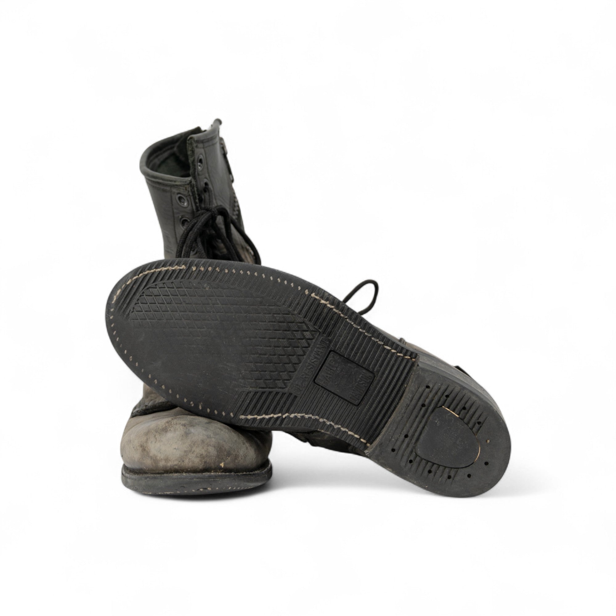 DISTRESSED HARLEY DAVIDSON COMBAT BOOTS - 1980/90'S