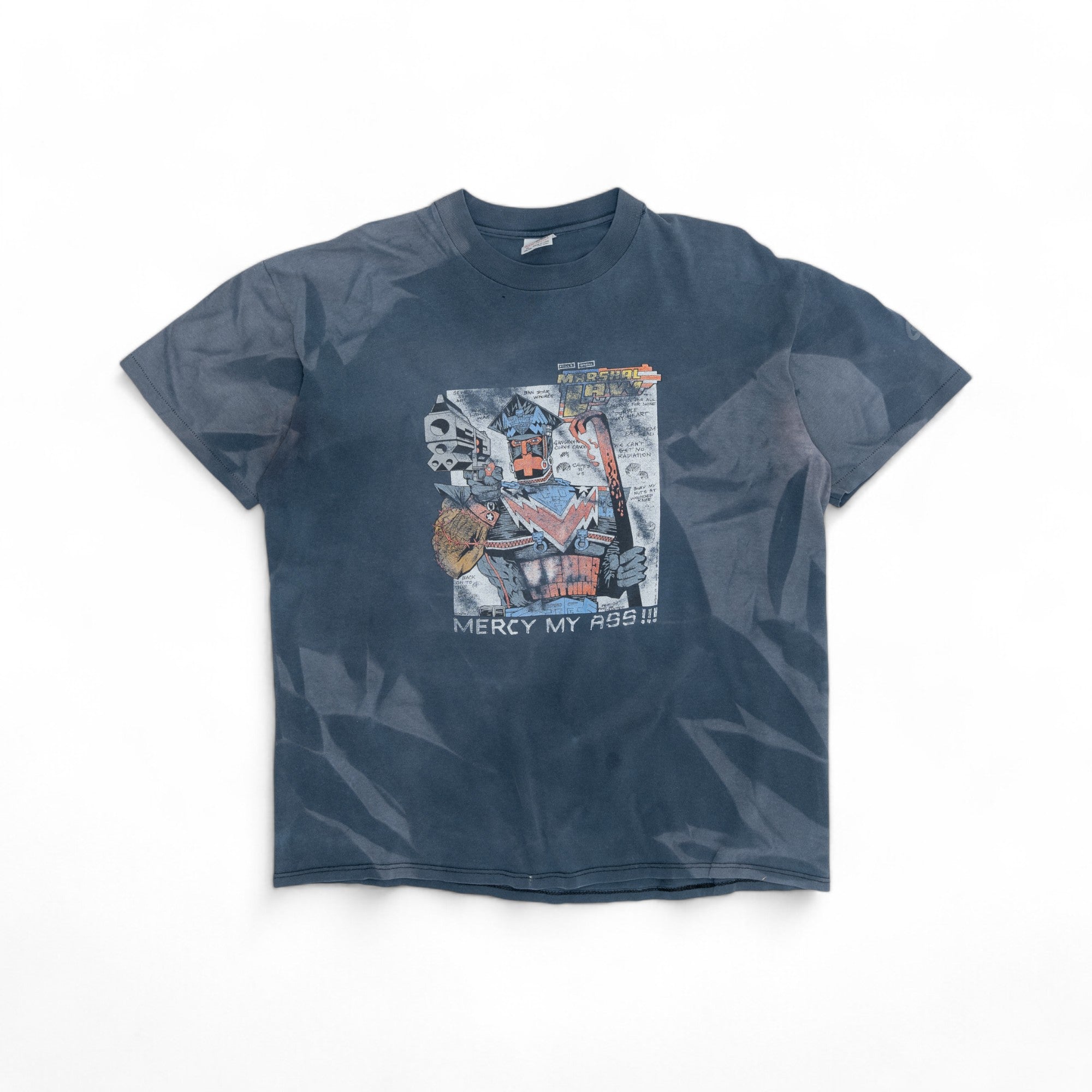 SUN-FADED SINGLE-STITCH MARSHAL LAW 'MERCY MY ASS!!!' TEE - 1990'S