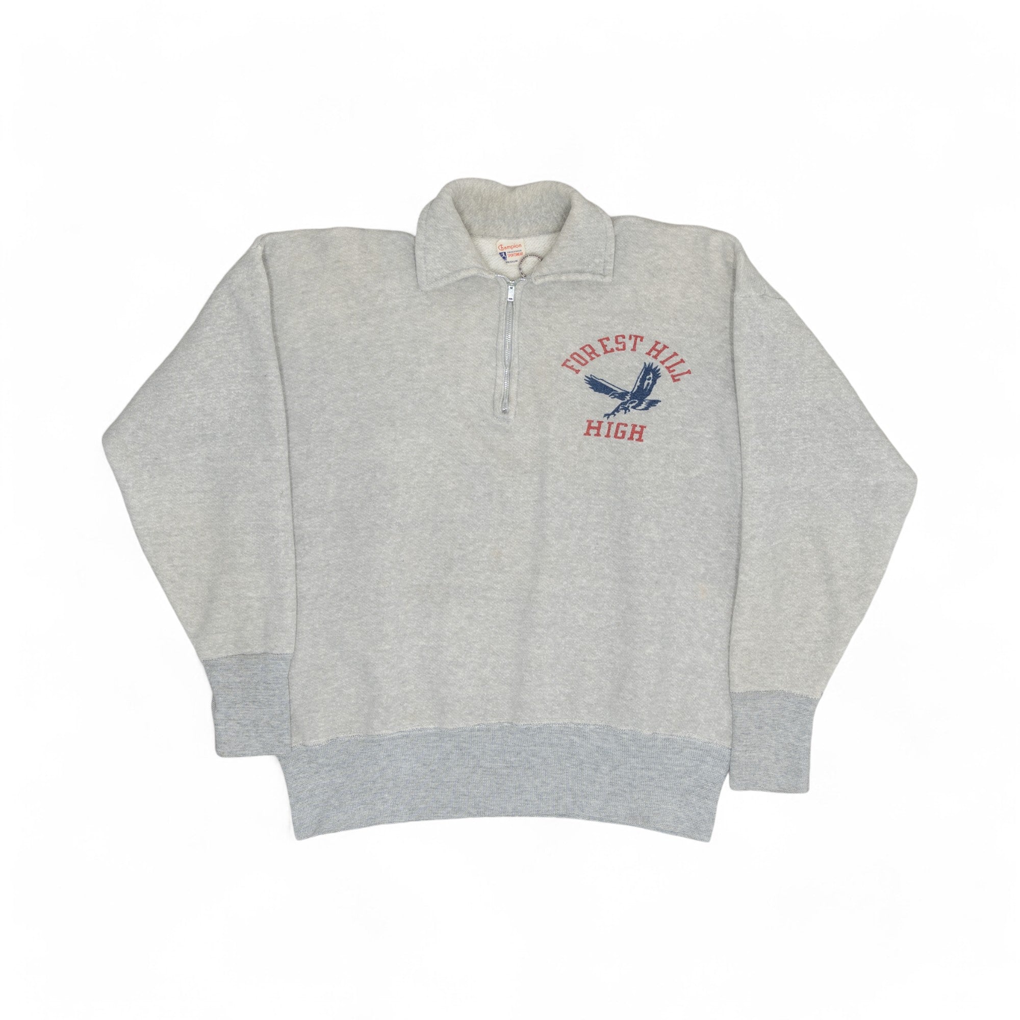 CHAMPION 'FOREST HILL HIGH' 1/4 ZIP SWEATSHIRT - 1950'S