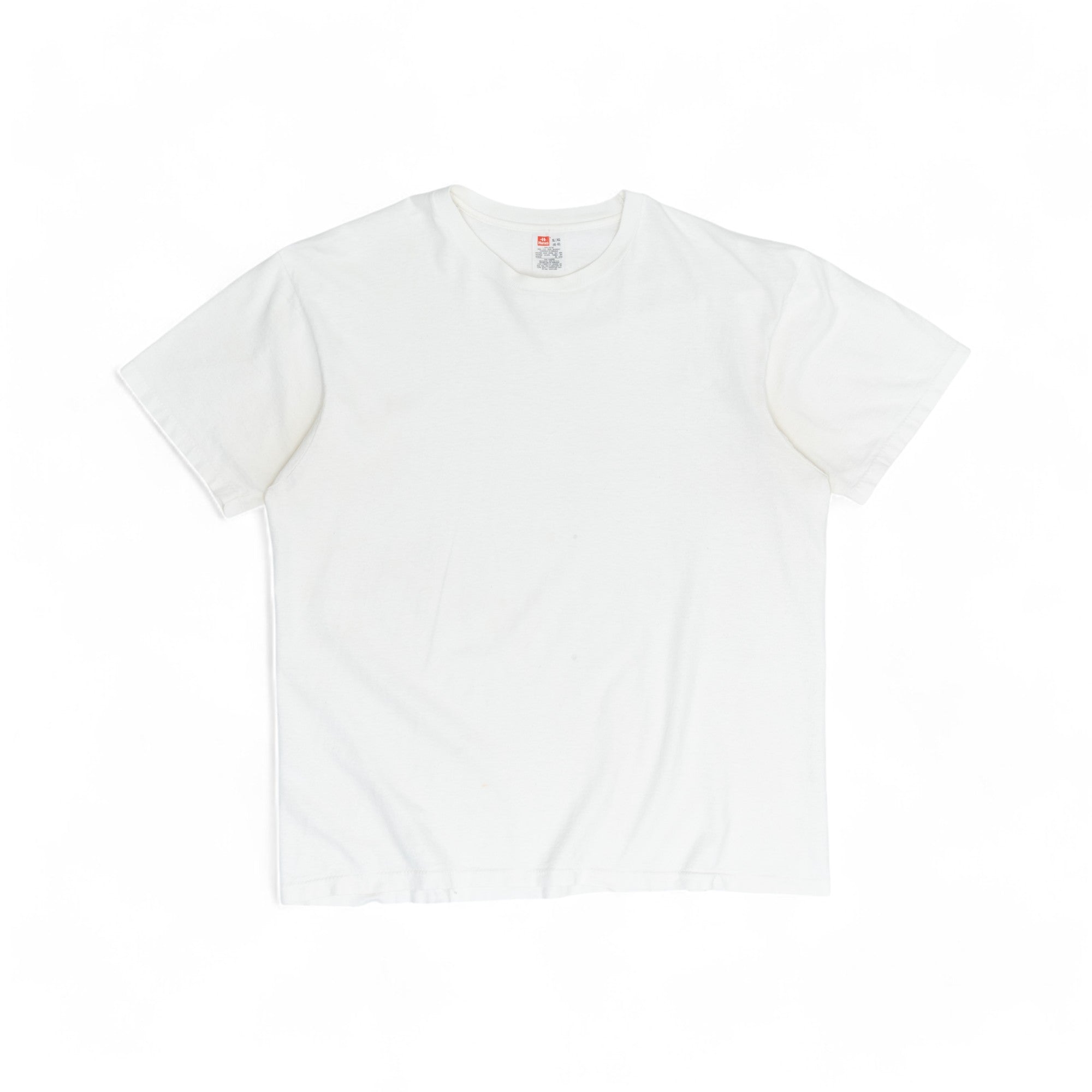 BLANK WHITE HANES RED LABEL TEE - 1970'S