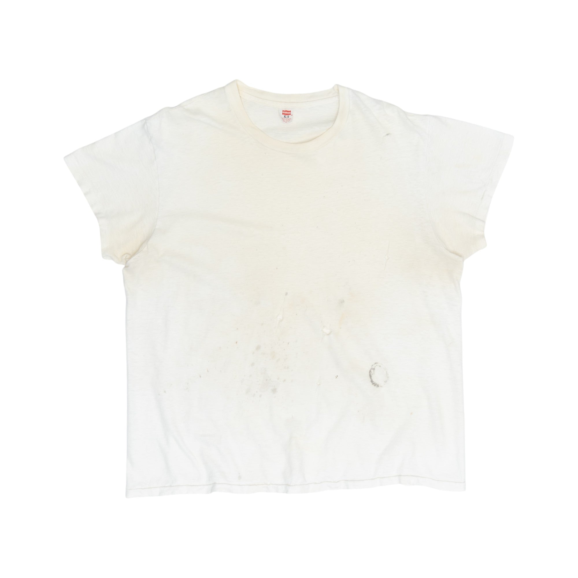 BLANK WHITE HANES RED LABEL TEE - 1970'S