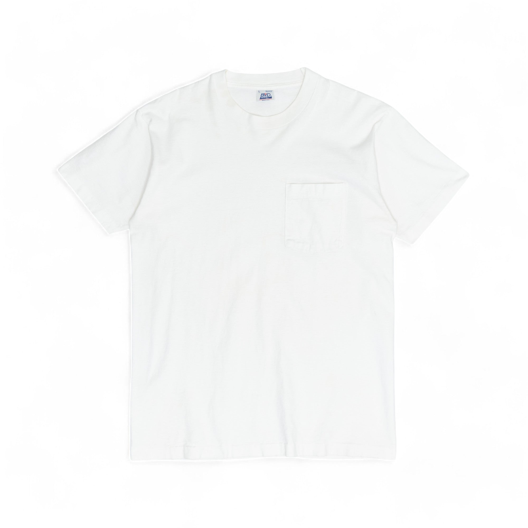 BLANK WHITE POCKET TEE - 1980'S