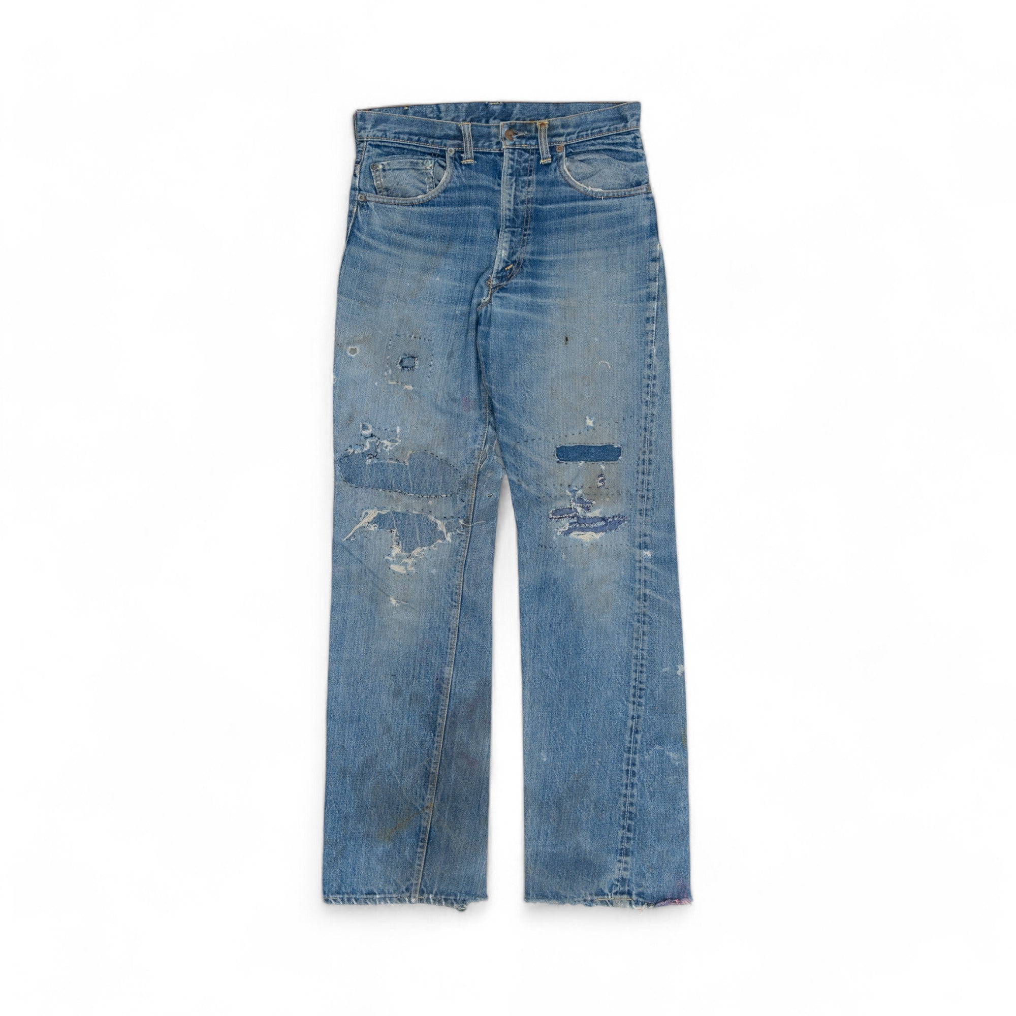 HEAVILY REPAIRED/DISTRESSED LEVI BIG E 517 - 1970'S