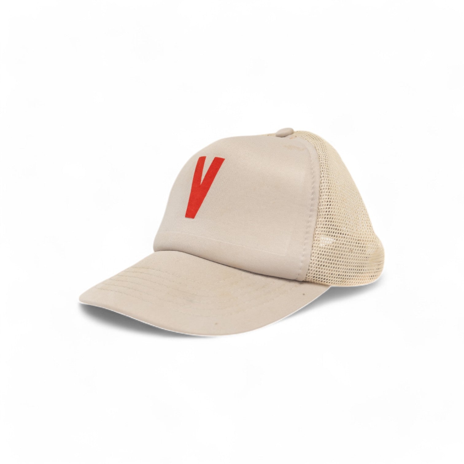 BEIGE 'V' TRUCKER HAT - 1980'S