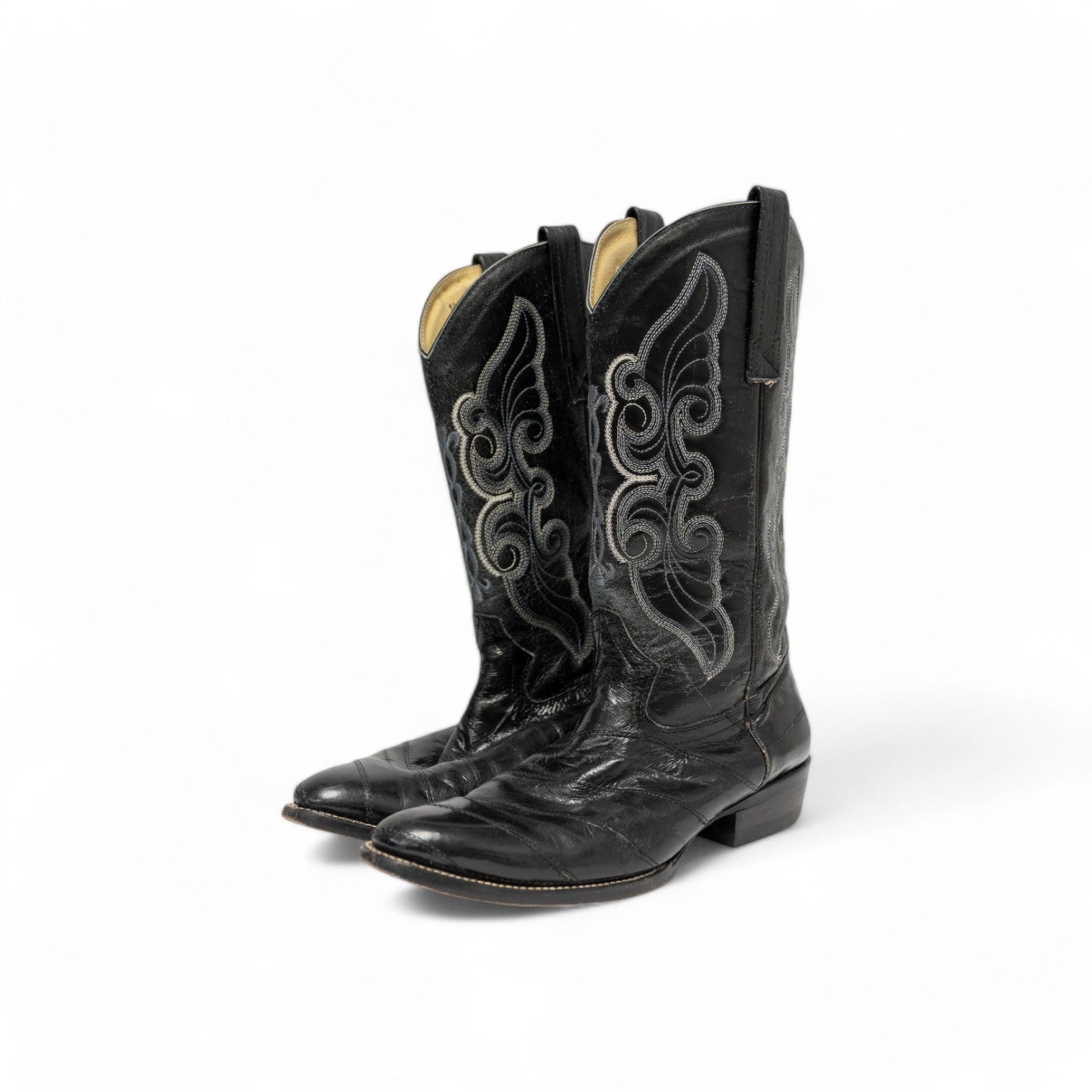 VINTAGE BLACK COWBOY BOOTS - 1980'S